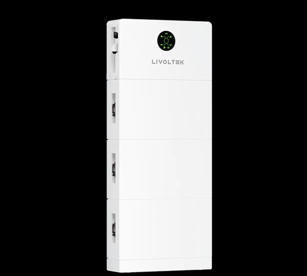 Livoltek Hyper 5000 All-in-One ESS — 5kW Hybrid Inverter + 5.12kWh LiFePO4 — stack front view (official series photograph)