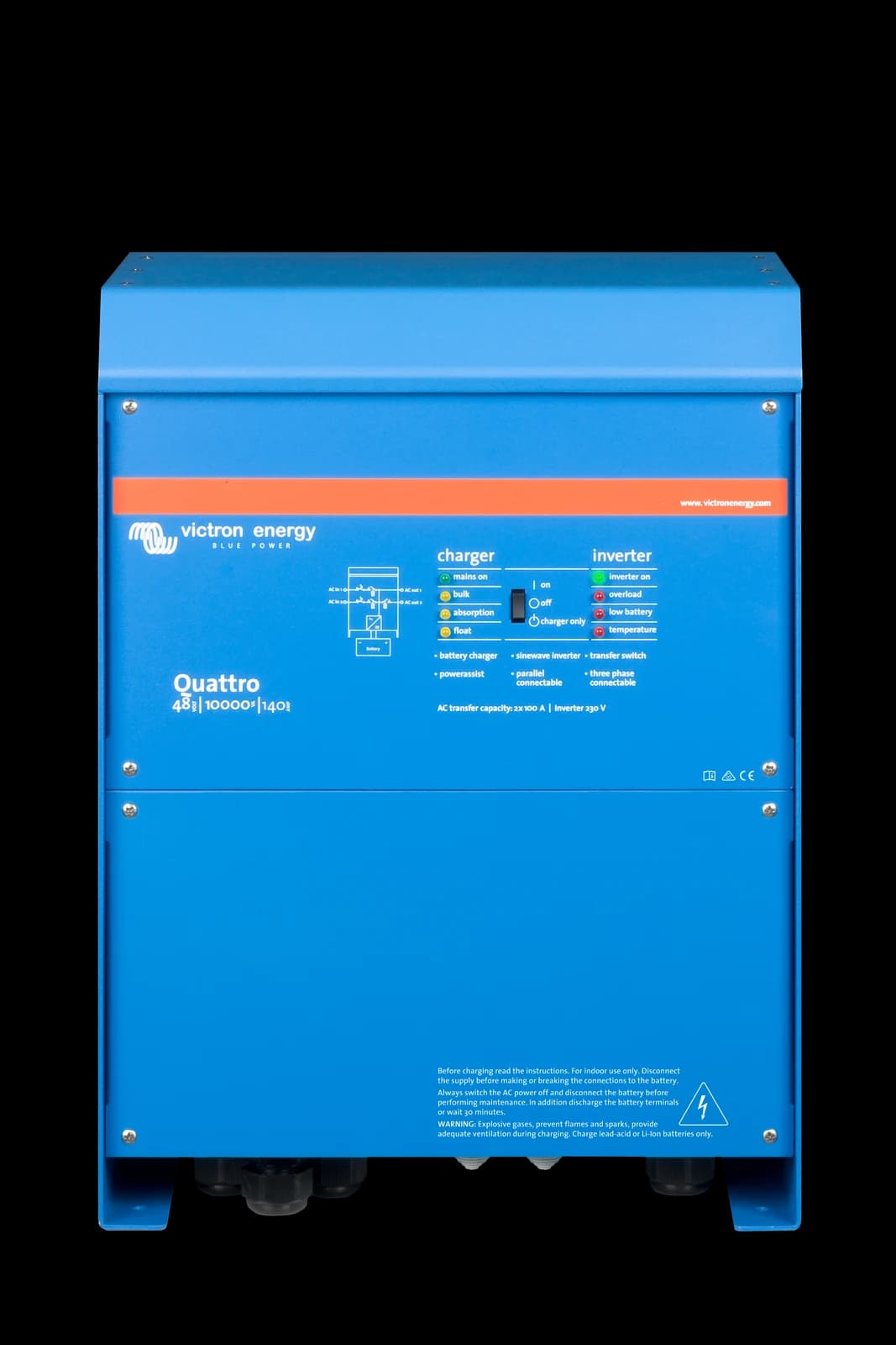 Quattro 48/10000/140-100/100 Inverter Charger — front view